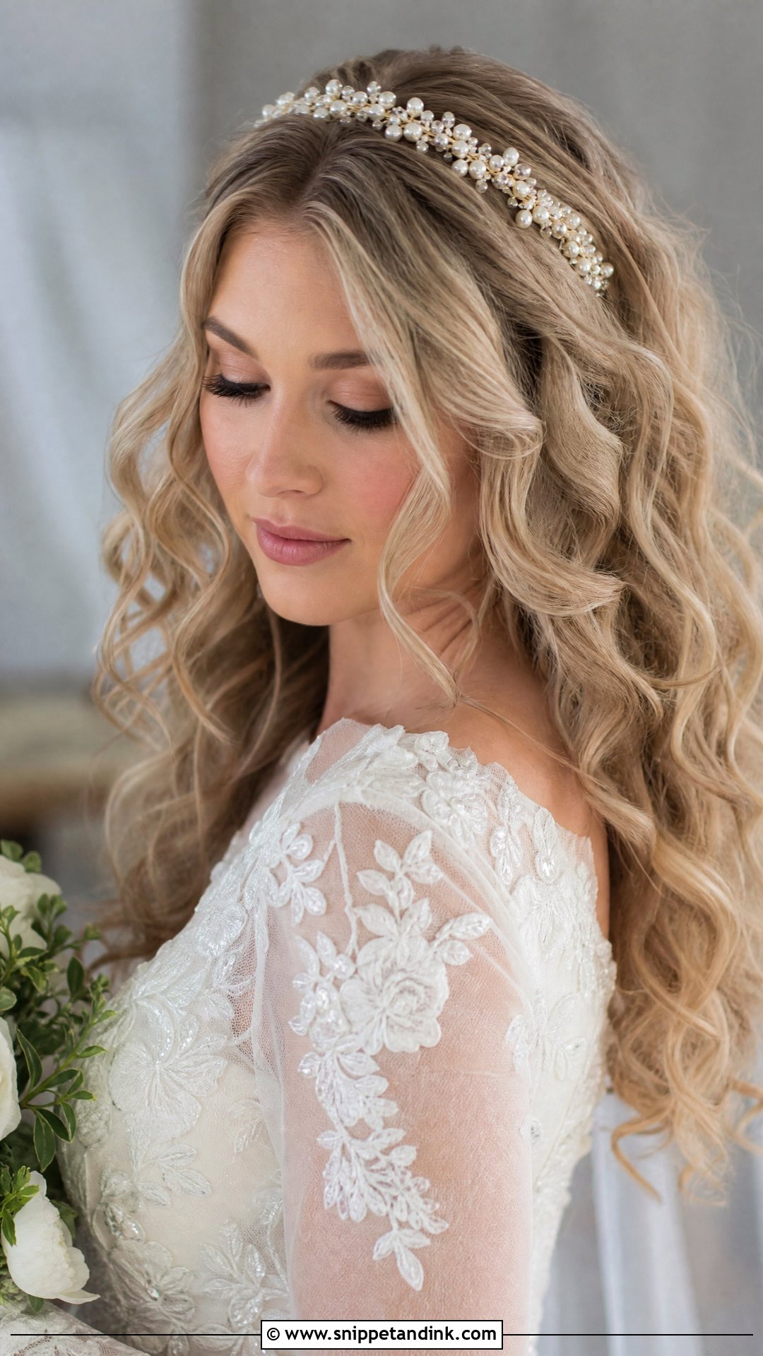 Curly Wedding Hair With Headband - Snippet and Ink - 15 Curly Hairstyles for Wedding Bride