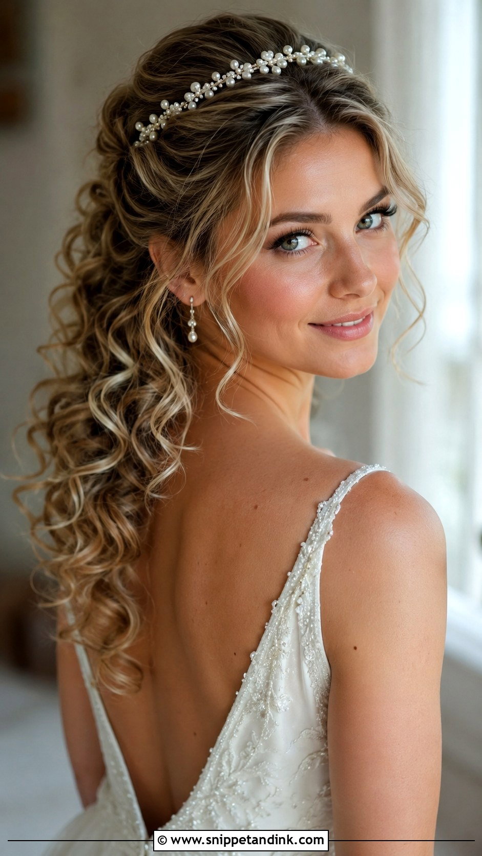 Curly Wedding Hair With Headband - Snippet and Ink - 20 Hairstyles for Curly Hair for Wedding