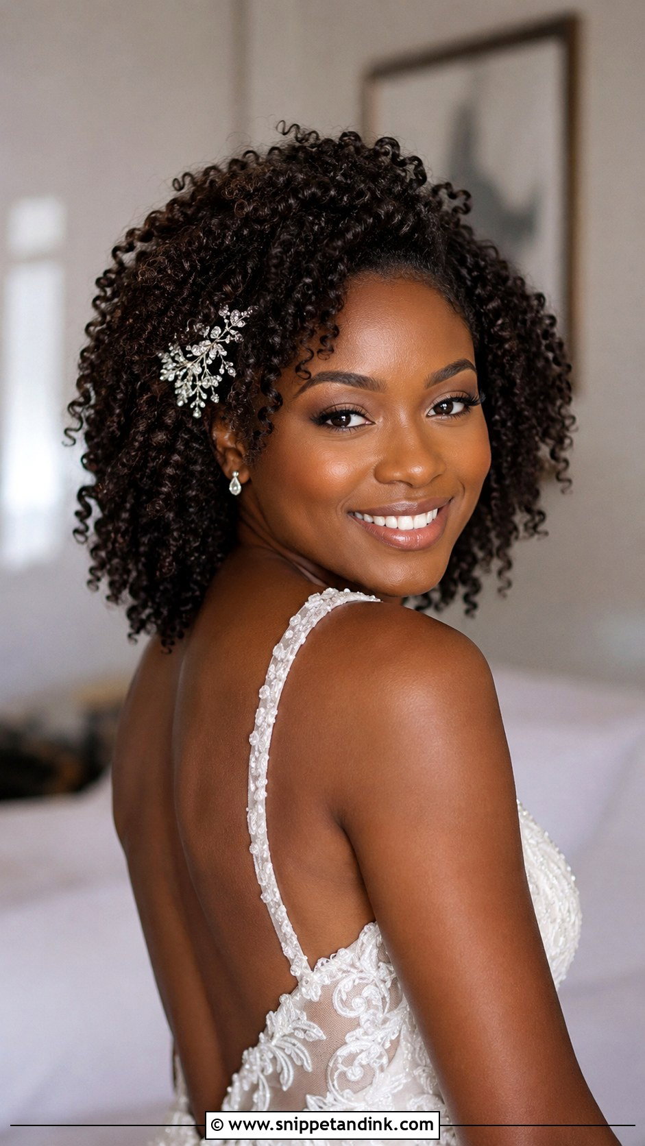 Curly Wedding Hair With Pearl Pins - Snippet and Ink - 20 Wedding Hair Curly Down Ideas