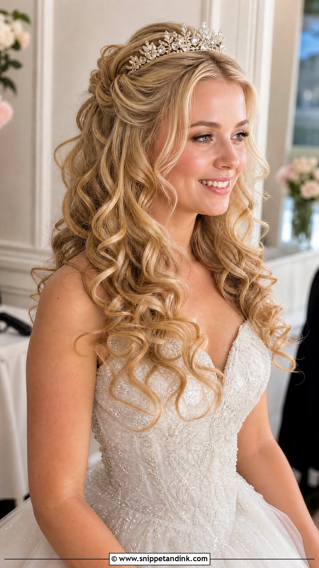 Curly Wedding Hair With Tiara - Snippet and Ink - 15 Curly Hairstyles for Wedding Bride