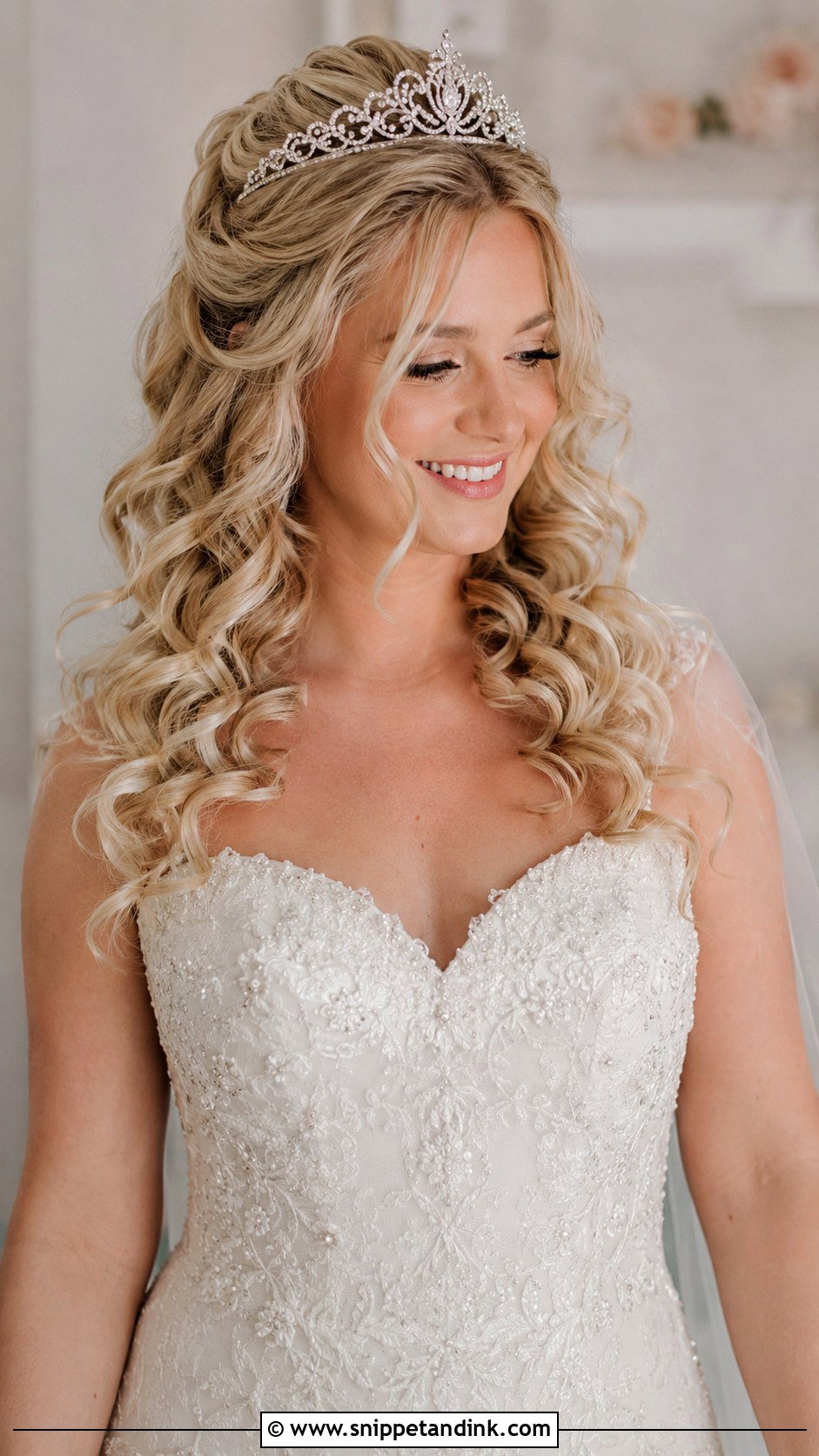 Curly Wedding Hair With Tiara - Snippet and Ink - 20 Curl Wedding Hair Styles
