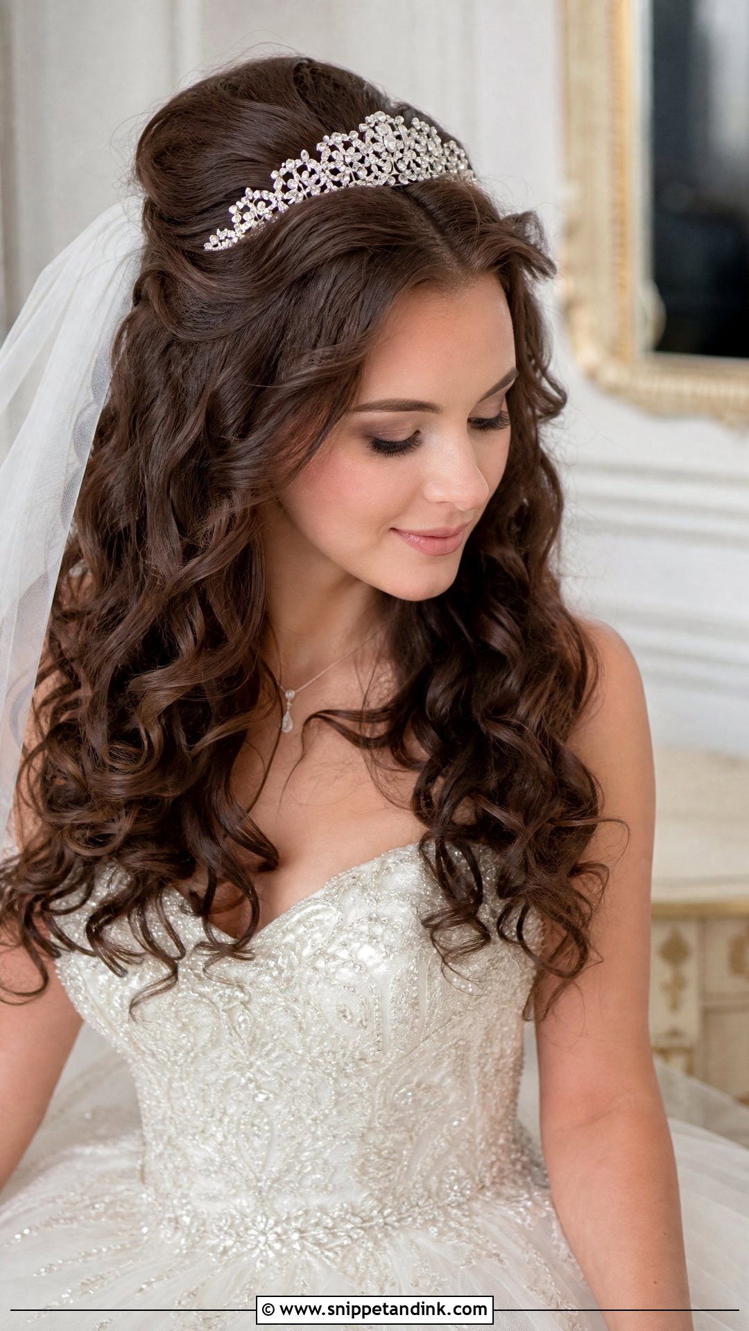 Curly Wedding Hair With Tiara - Snippet and Ink - 20 Naturally Curly Wedding Hair Ideas