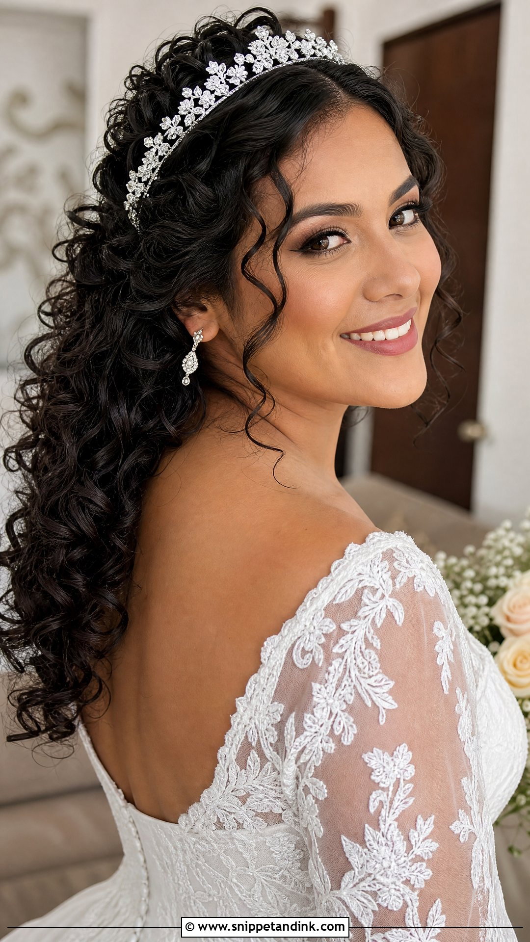 Curly Wedding Hair With Tiara - Snippet and Ink - 20 Wedding Hairstyle with Tiara Ideas