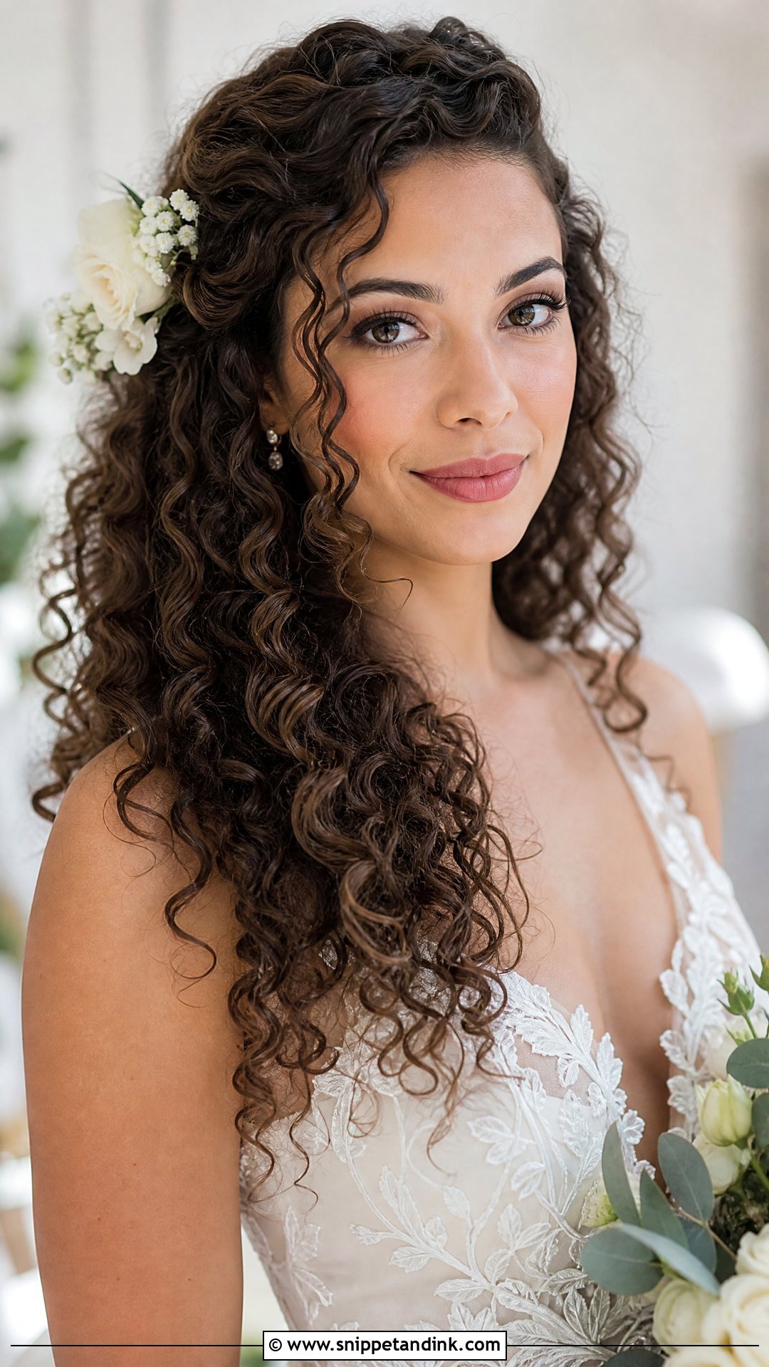 Curly Wedding Hair Worn Down - Snippet and Ink - 20 Soft Wedding Hair Ideas
