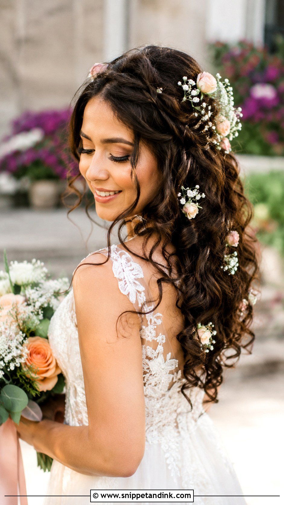 Curly Wedding Hair with Flowers - Snippet and Ink - 25 Wedding Hair Down with Curls