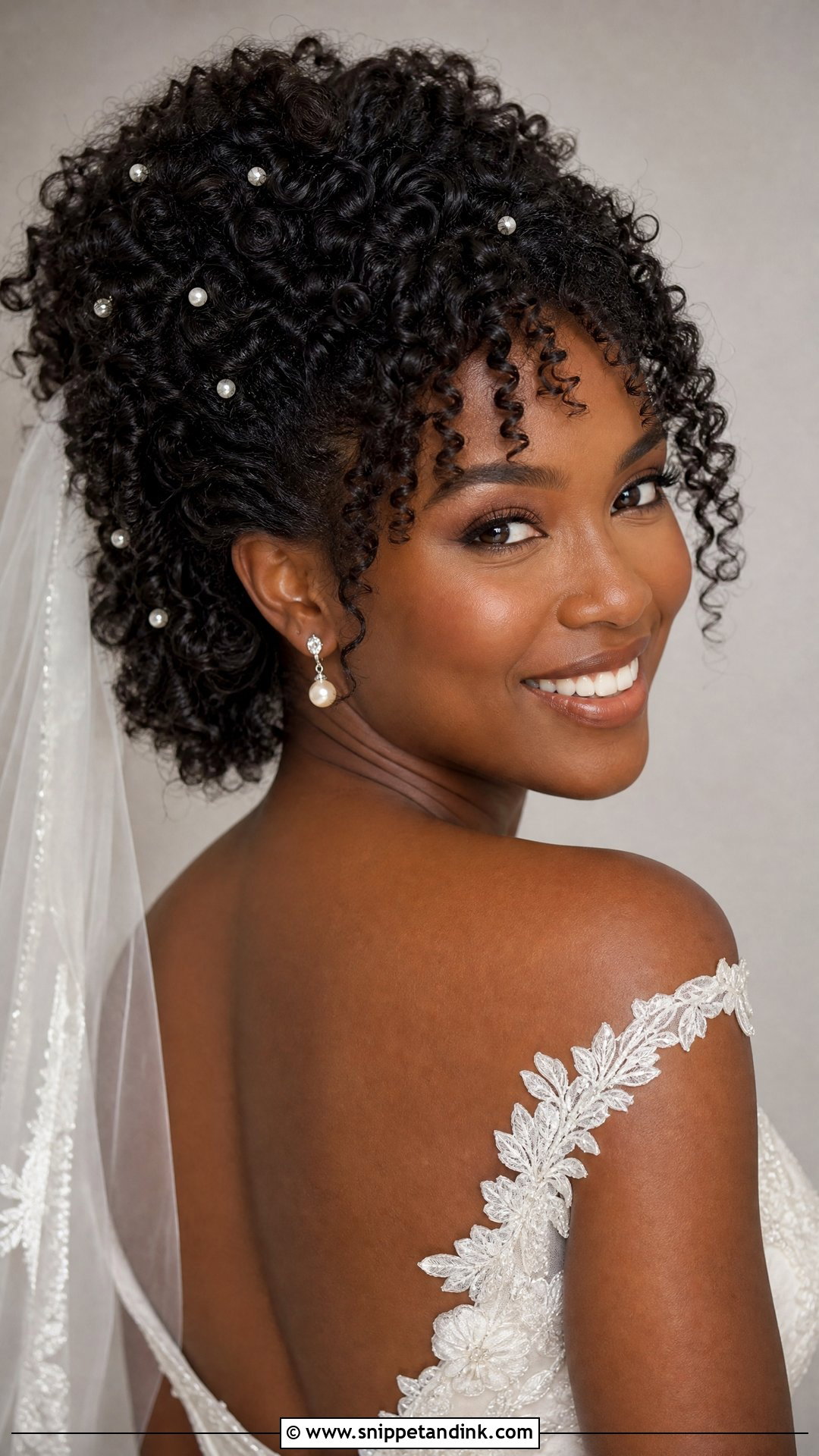 Curly Wedding Hairstyle With Bangs - Snippet and Ink - 15 Bang Wedding Hairstyles