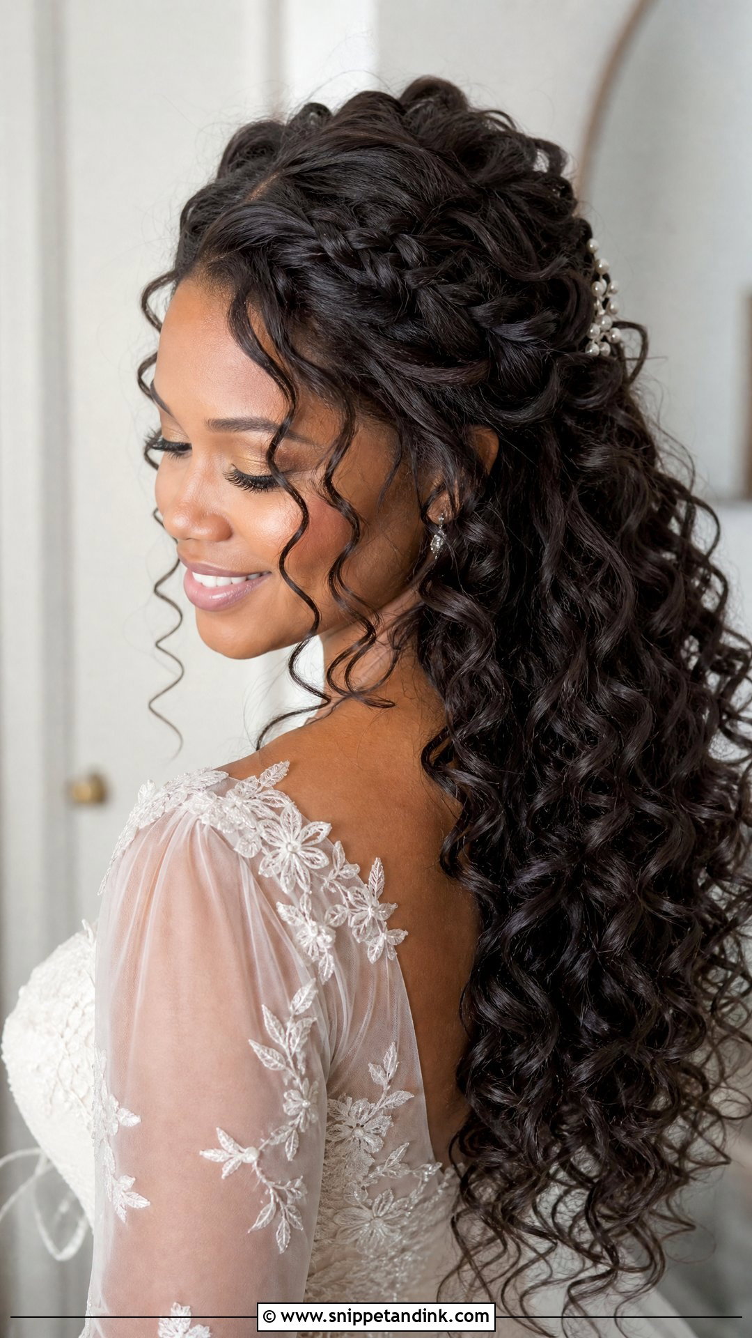 Curly Wedding Hairstyle With Braids - Snippet and Ink - 15 Curls Wedding Hairstyle