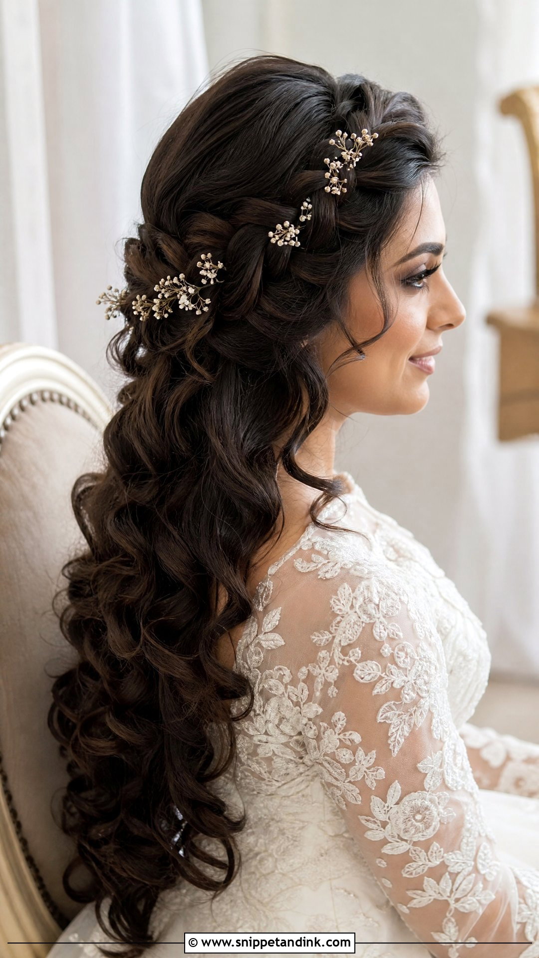 Curly Wedding Hairstyle With Crown Braid - Snippet and Ink - 15 Wedding Hairstyles for Long Curly Hair