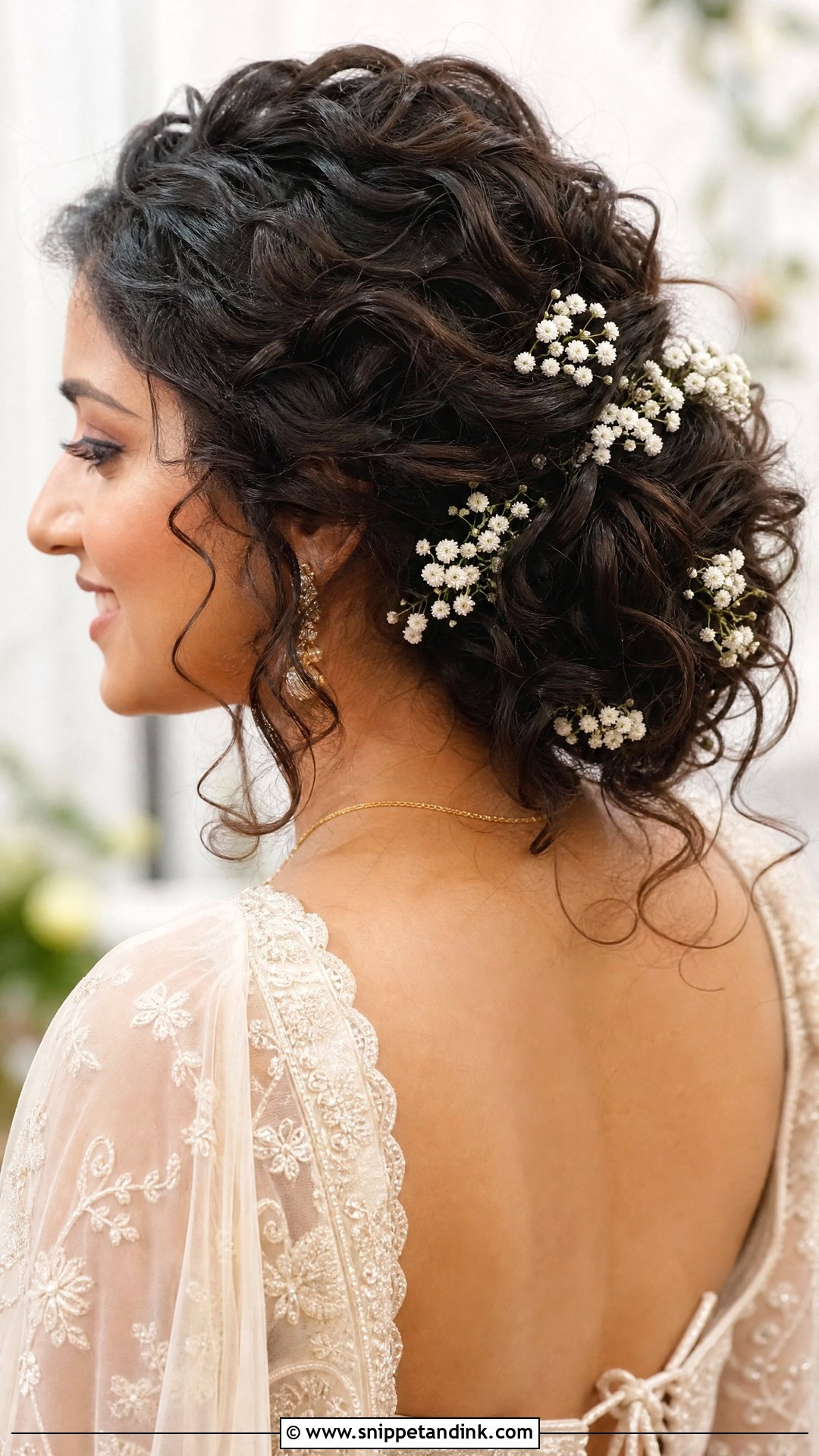 Curly Wedding Hairstyle With Flowers - Snippet and Ink - 15 Curls Wedding Hairstyle