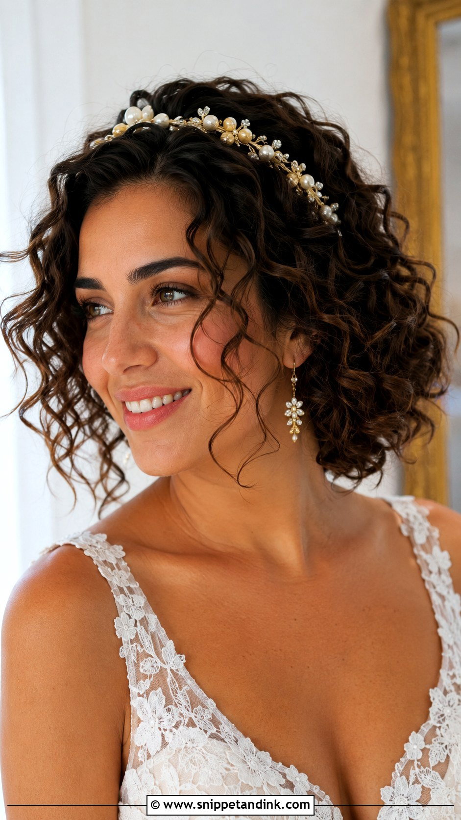 Curly Wedding Hairstyle With Headband - Snippet and Ink - 20 Headband Wedding Hairstyles