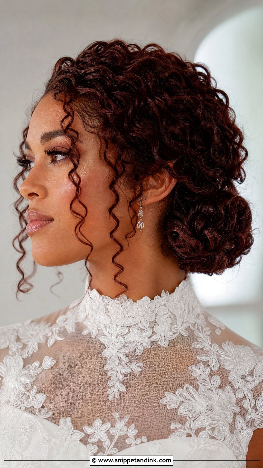 Curly Wedding Hairstyle With Loose Tendrils - Snippet and Ink - 15 Wedding Hairstyles for Long Curly Hair