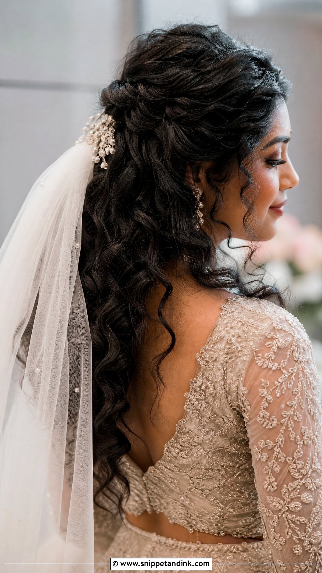 Curly Wedding Hairstyle With Veil - Snippet and Ink - 15 Curly Girl Wedding Hairstyles