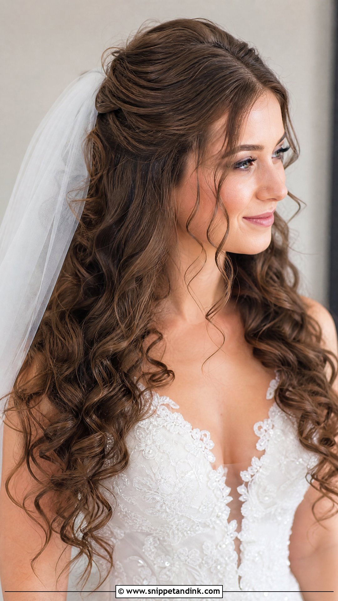 Curly Wedding Hairstyle With Veil - Snippet and Ink - 15 Wedding Hairstyles for Long Curly Hair