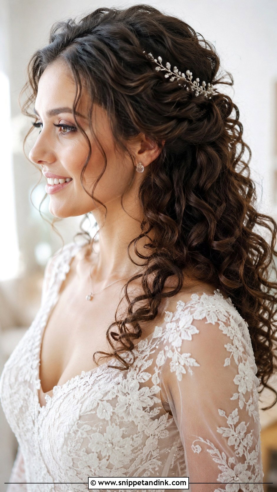 Curly Wedding Hairstyle With Veil - Snippet and Ink - 20 Wedding Hairstyles Curls