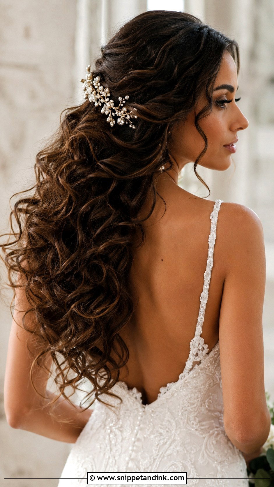 Curly Wedding Hairstyle for Long Hair - Snippet and Ink - 30 Curly Hair Wedding Ideas