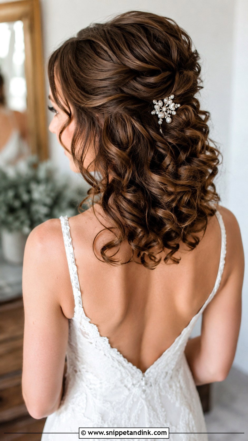 Curly Wedding Hairstyle for Medium Hair - Snippet and Ink - 30 Curly Hair Wedding Ideas