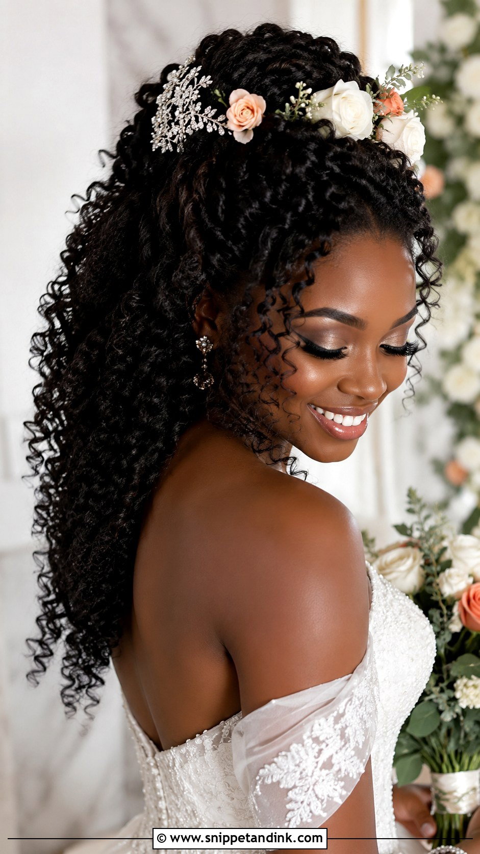Curly Wedding Hairstyle for Natural Hair - Snippet and Ink - 20 Hair for Weddings