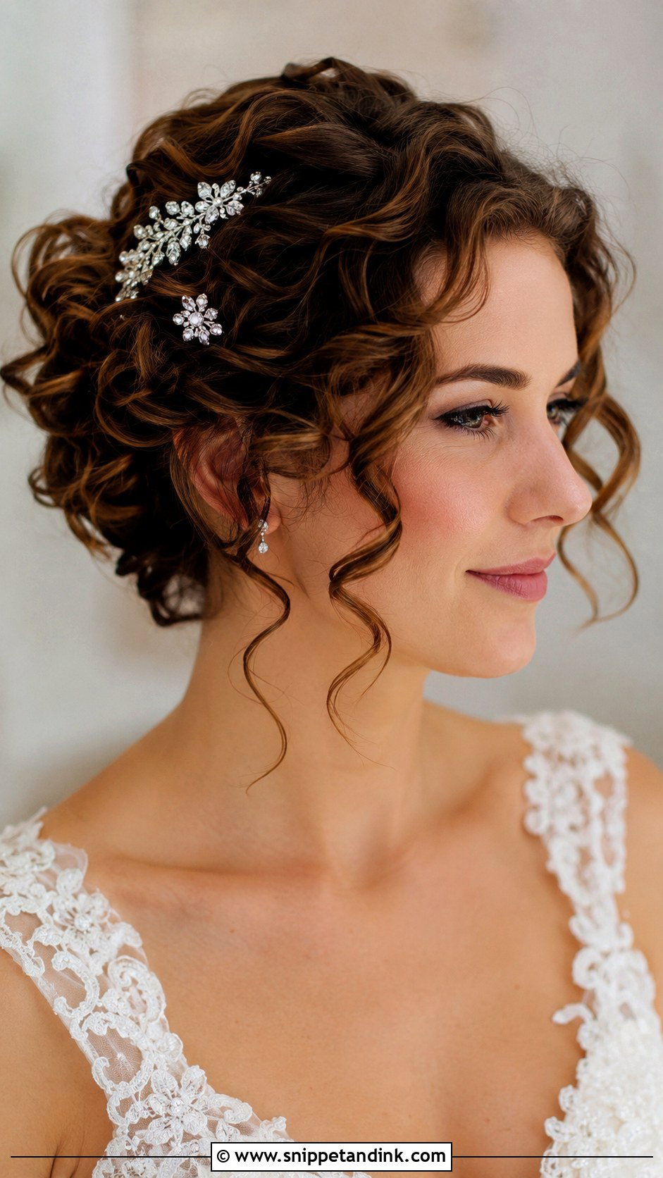 Curly Wedding Hairstyle for Short Hair - Snippet and Ink - 30 Curly Hair Wedding Ideas