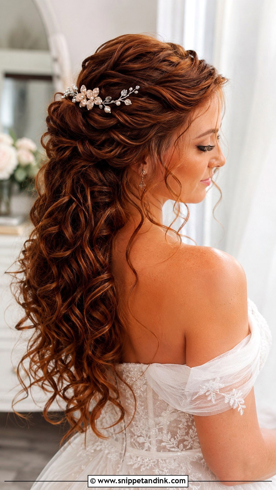 Curly Wedding Half Up Half Down - Snippet and Ink - 20 Fancy Curly Wedding Hairstyles