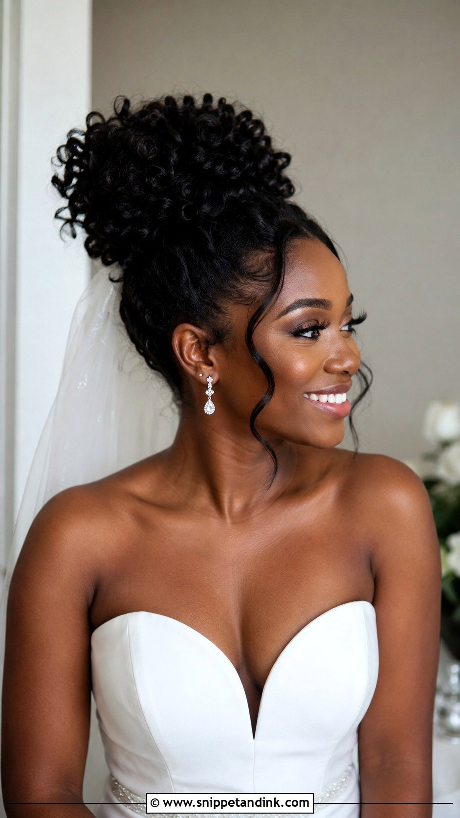 Curly Wedding High Bun - Snippet and Ink - 20 Fancy Curly Wedding Hairstyles