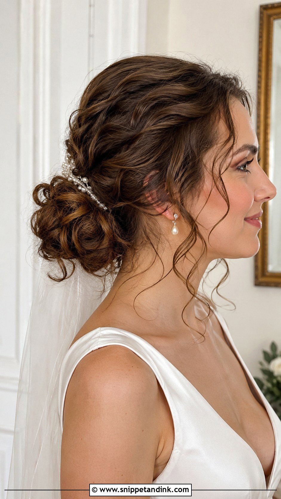 Curly Wedding Low Bun - Snippet and Ink - 15 Wedding Updo for Curly Hair Ideas