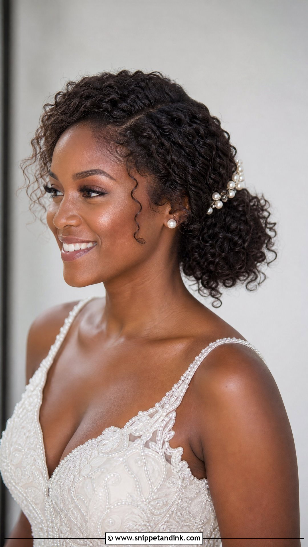 Curly Wedding Low Ponytail - Snippet and Ink - 15 Wedding Low Ponytail Ideas
