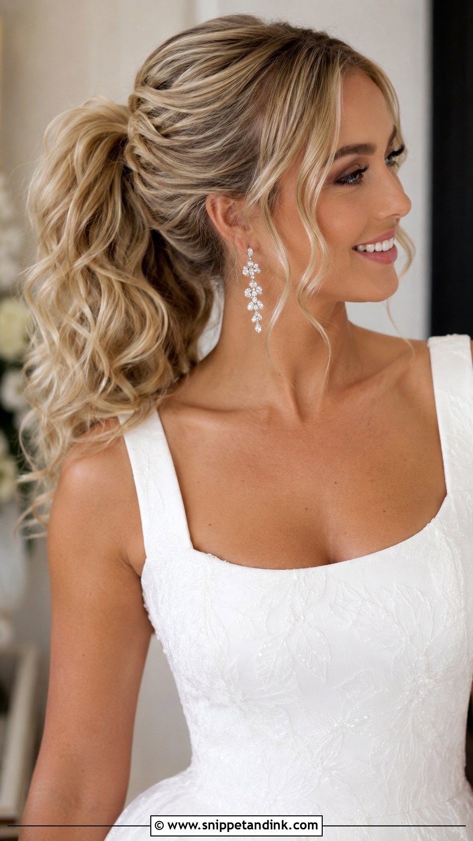 Curly Wedding Ponytail - Snippet and Ink - 20 Hairstyles for Curly Hair for Wedding