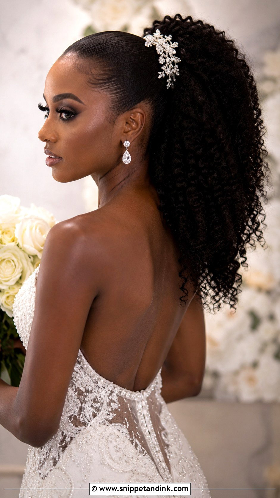 Curly Wedding Ponytail with Volume - Snippet and Ink - 25 Natural Curly Wedding Hairstyles