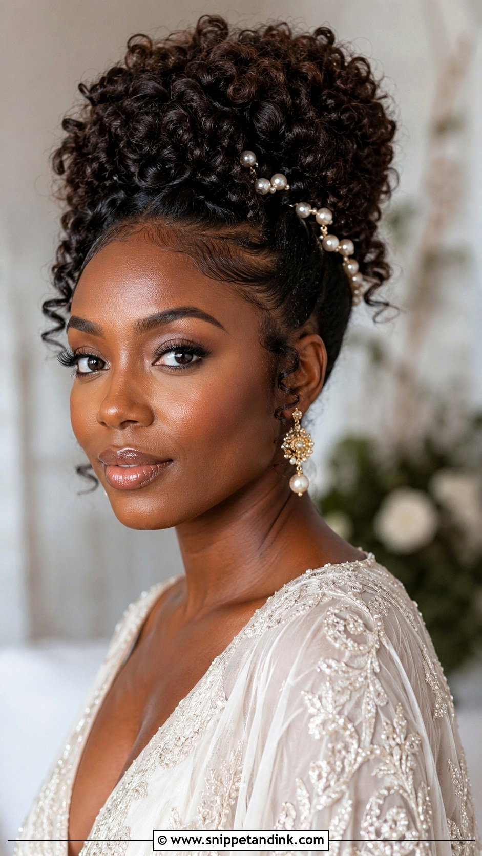 Curly Wedding Updo For Natural Hair - Snippet and Ink - 15 Wedding Updo for Curly Hair Ideas