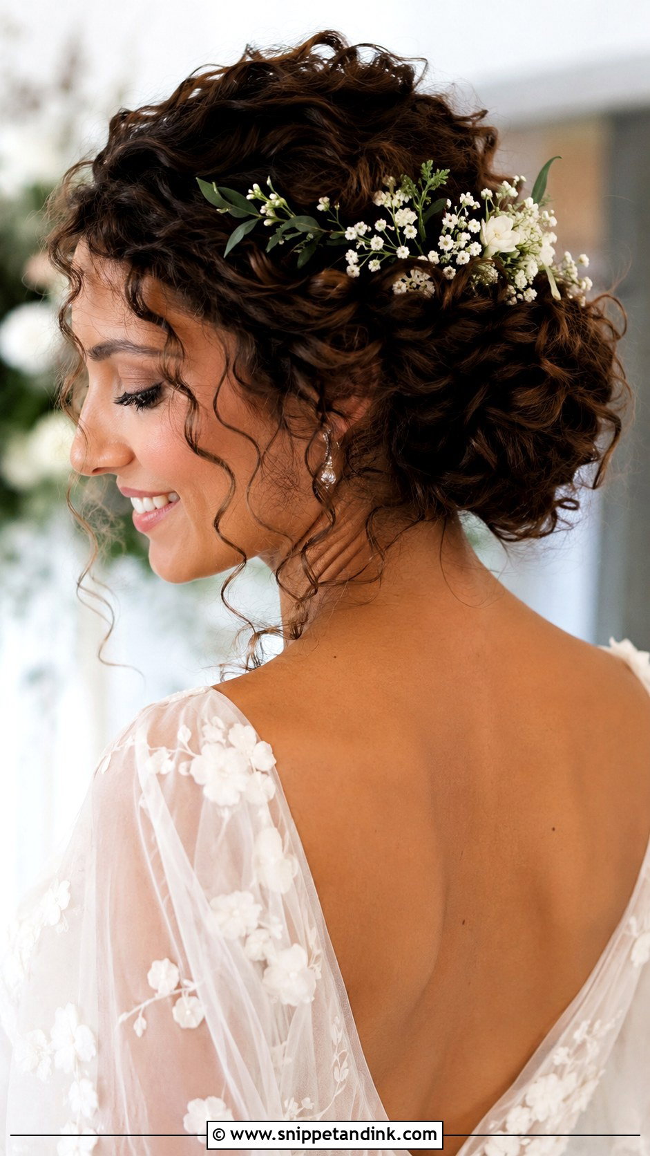 Curly Wedding Updo With Flowers - Snippet and Ink - 15 Wedding Updo for Curly Hair Ideas