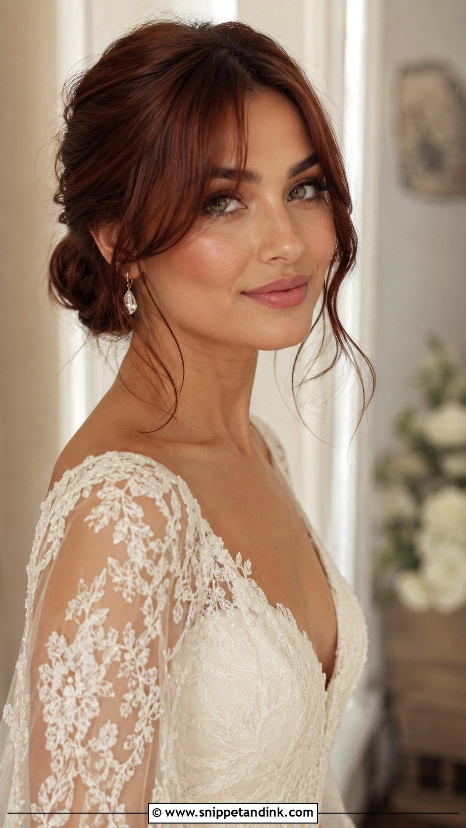 Curtain Bangs Bridal Hair For Round Face - Snippet and Ink - 20 Bridal Hairstyles for Round Face Brides