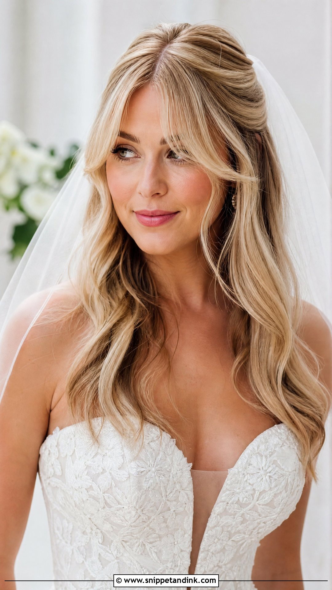 Curtain Bangs Bridal Hairstyle - Snippet and Ink - 20 Western Bride Hairstyles