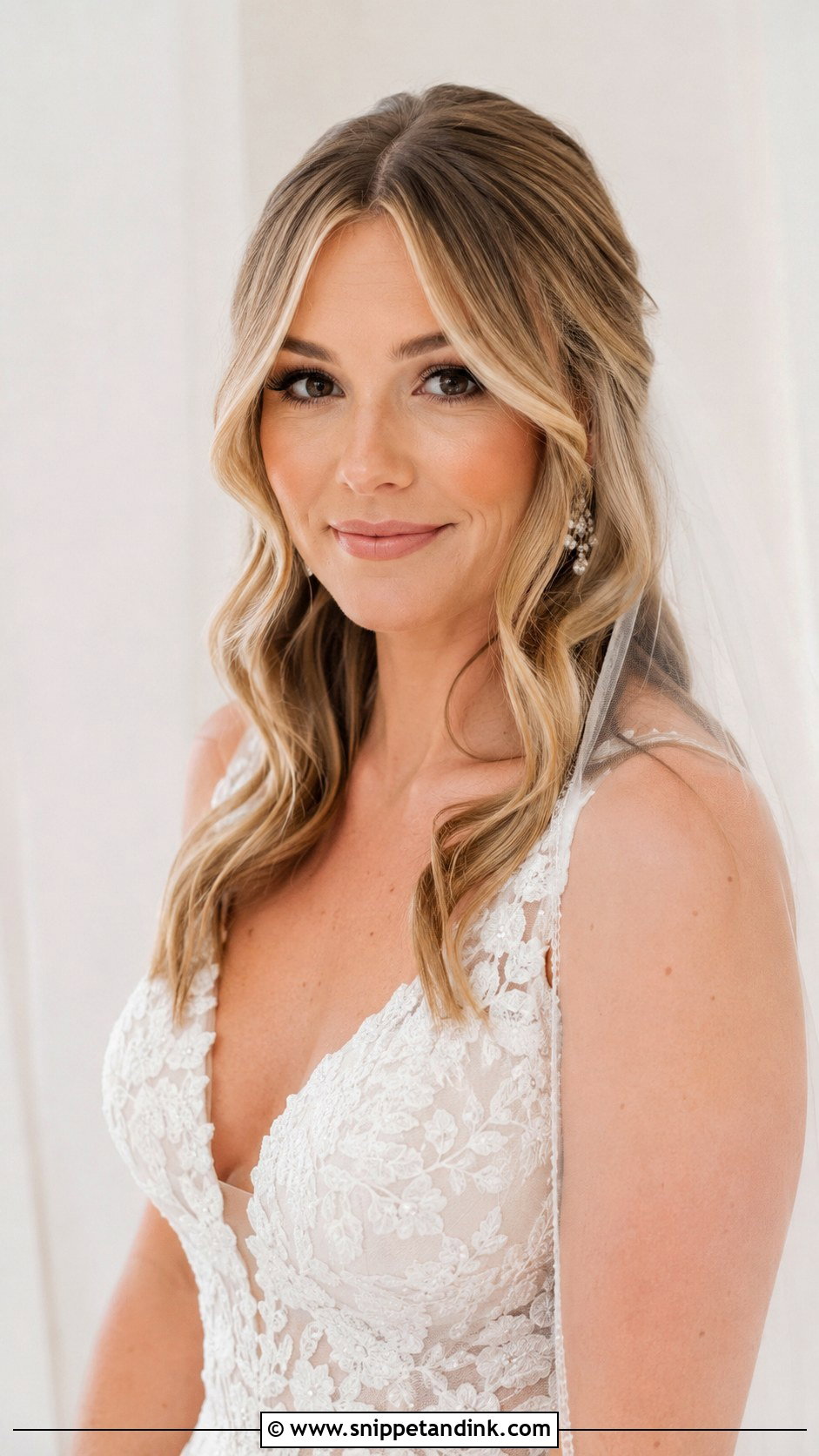 Curtain Bangs Bridal Hairstyle - Snippet and Ink - 25 Hairstyle for Wedding Bride Ideas
