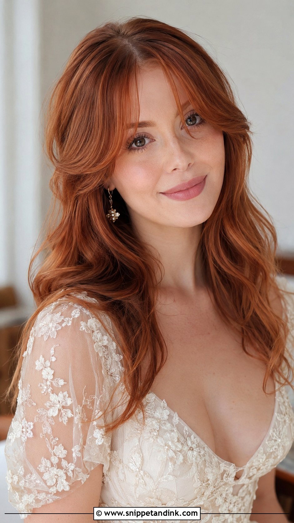 Curtain Bangs Engagement Open Hairstyle - Snippet and Ink - 20 Engagement Open Hairstyles