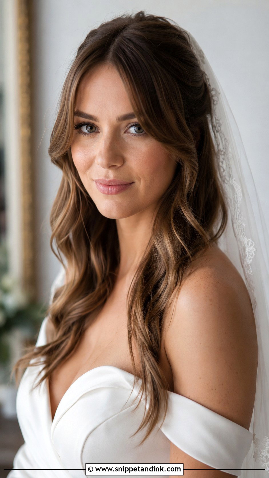 Curtain Bangs Open Hairstyle for Bride - Snippet and Ink - 25 Open Hairstyles for Bride