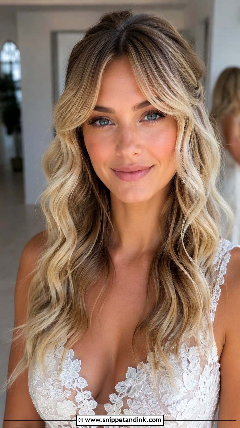Curtain Bangs Wavy Wedding Hair - Snippet and Ink - 20 Wedding Hairstyles Waves