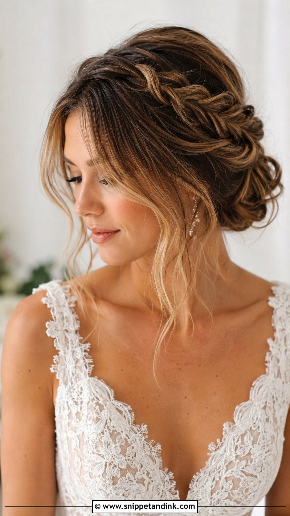 Curtain Bangs Wedding Braided Updo - Snippet and Ink - 20 Curtain Bangs Wedding Hairstyle Ideas