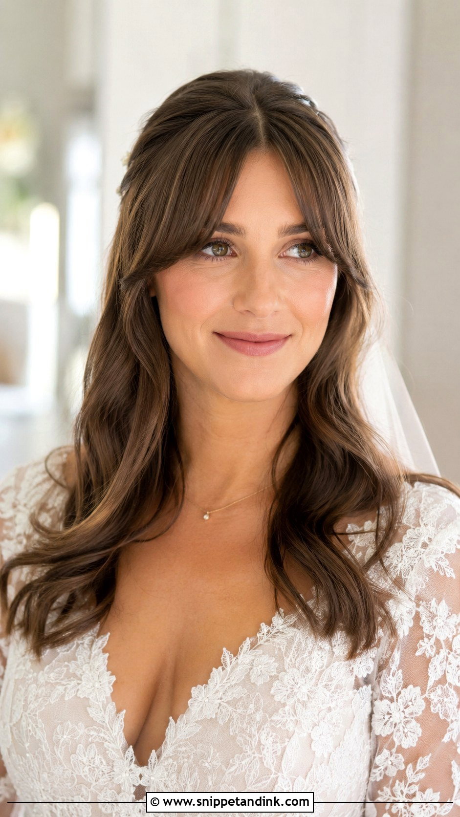 Curtain Bangs Wedding Hair Down - Snippet and Ink - 35 Wedding Hair Down Ideas
