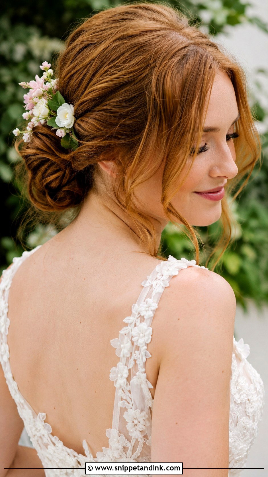 Curtain Bangs Wedding Hair With Flowers - Snippet and Ink - 20 Curtain Bangs Wedding Hairstyle Ideas