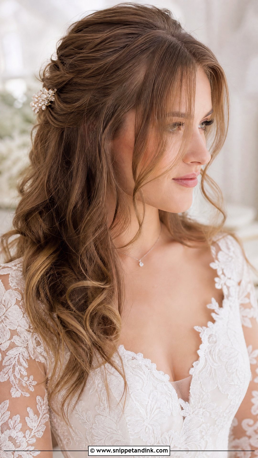 Curtain Bangs Wedding Hairstyle - Snippet and Ink - 30 Bride Wedding Hairstyles
