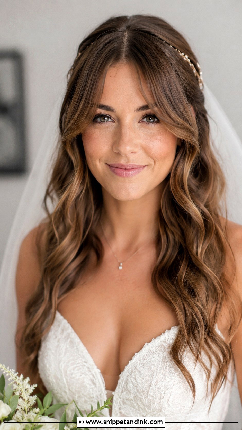 Curtain Bangs Wedding Hairstyle - Snippet and Ink - 20 Unique Wedding Hair Ideas
