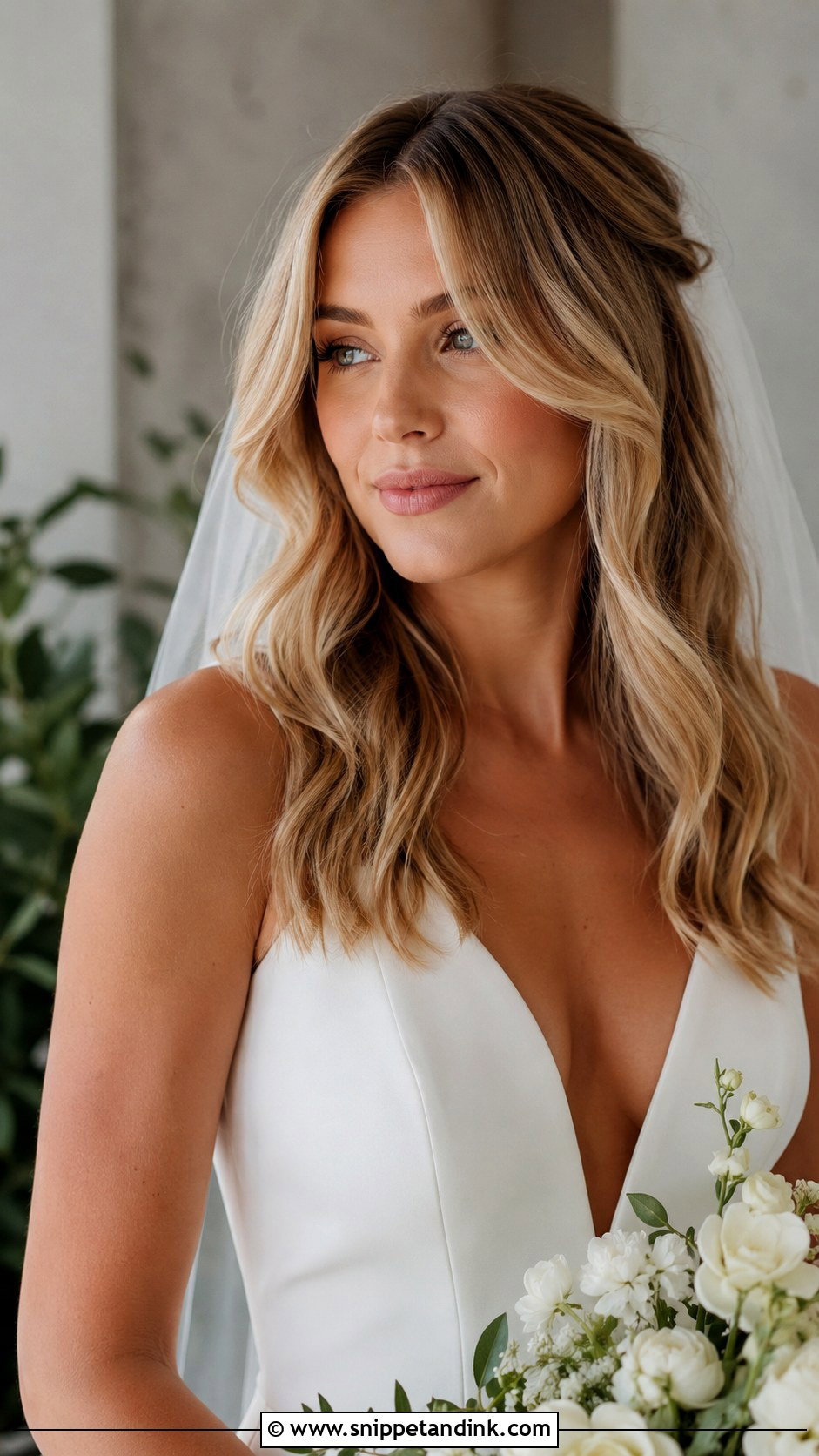 Curtain Bangs Wedding Hairstyle - Snippet and Ink - 20 Wedding Hair Front View Ideas