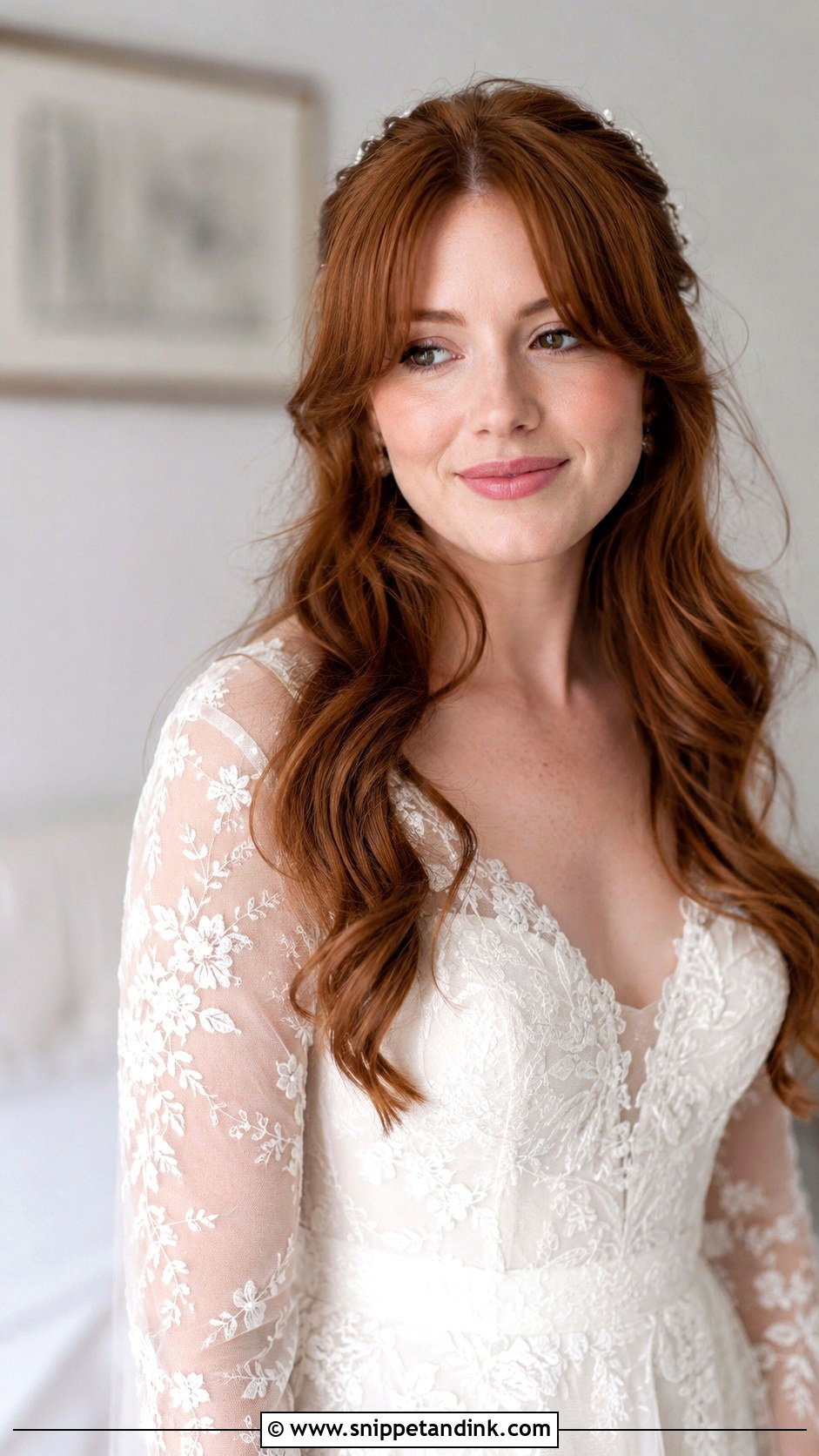 Curtain Bangs Wedding Hairstyle for Round Face - Snippet and Ink - 25 Wedding Hair for Round Face Ideas