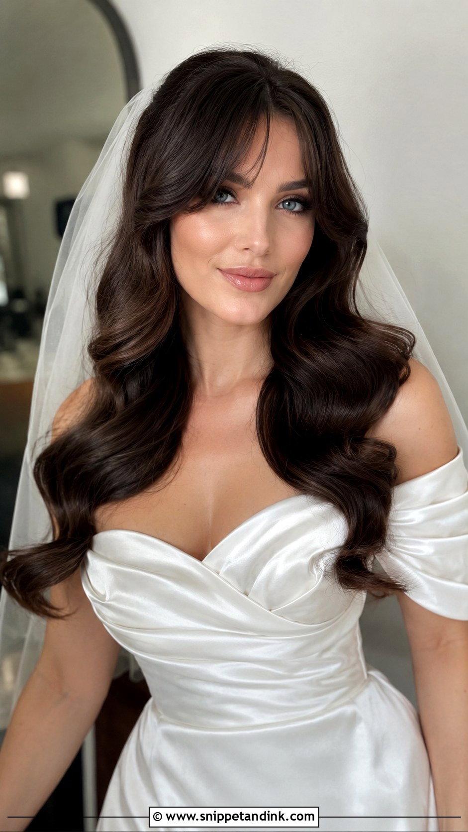 Curtain Bangs Wedding Hollywood Waves - Snippet and Ink - 20 Curtain Bangs Wedding Hairstyle Ideas