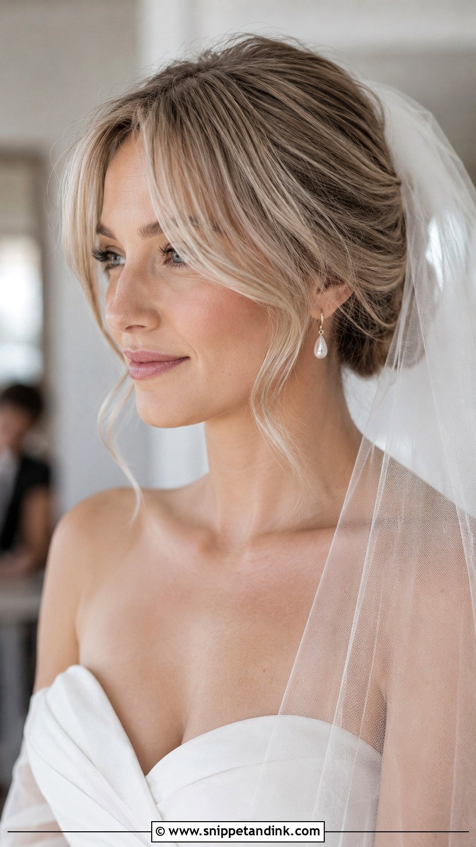 Curtain Bangs Wedding Veil Hair - Snippet and Ink - 20 Curtain Bangs Wedding Hairstyle Ideas
