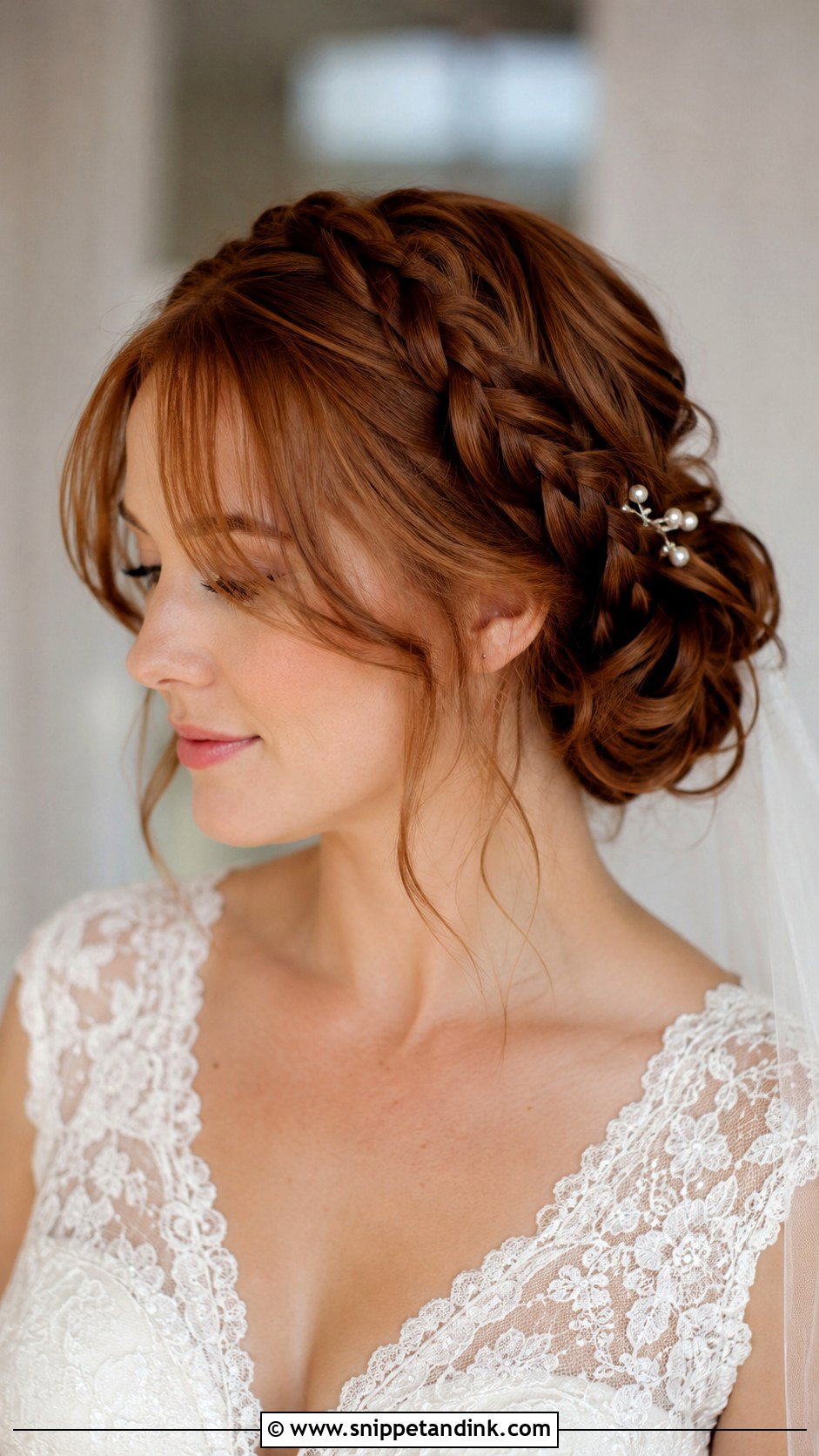 Curtain Bangs With Braided Updo - Snippet and Ink - 25 Curtain Bangs Wedding Hair Ideas