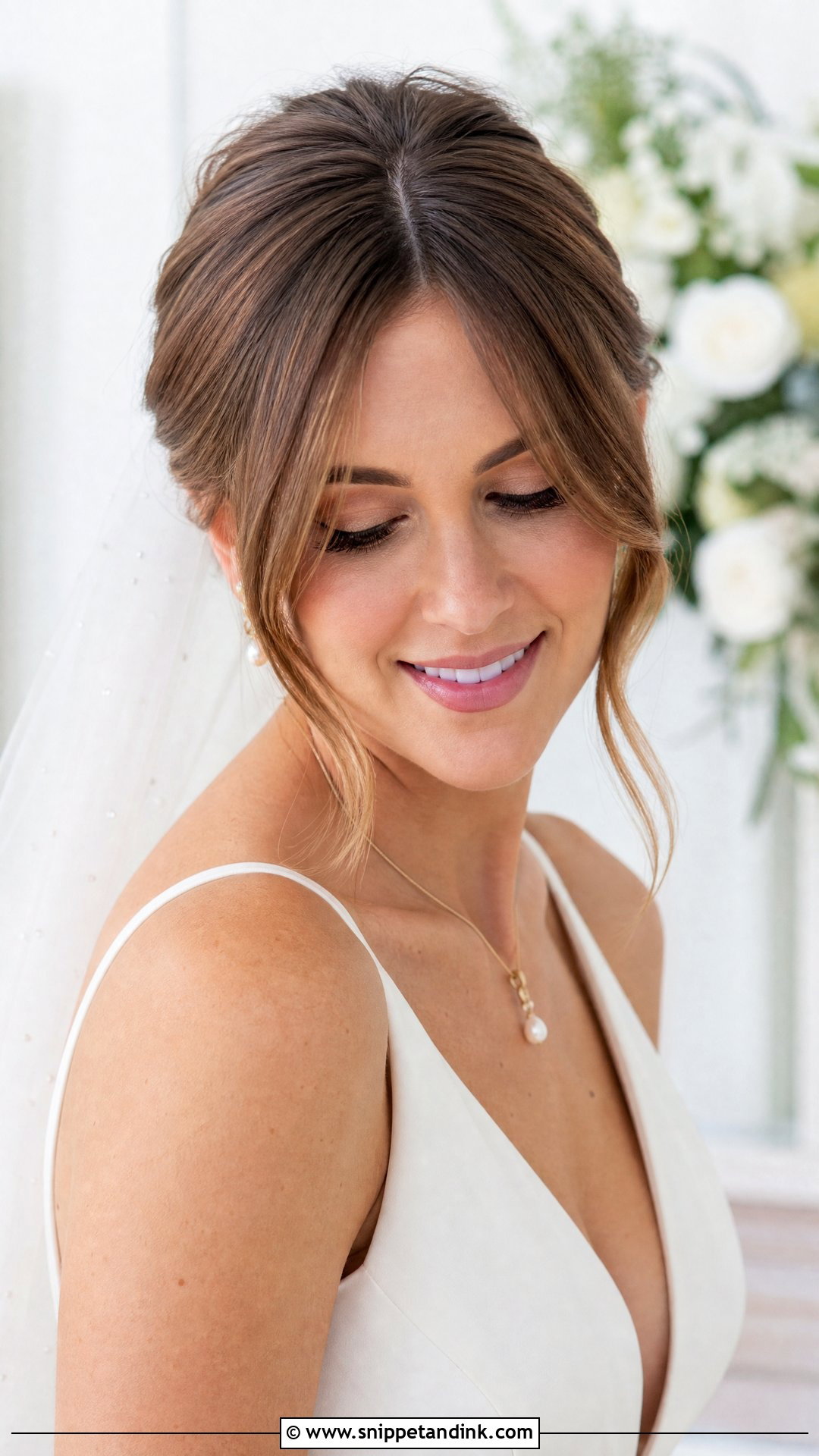 Curtain Bangs With Bridal Updo - Snippet and Ink - 25 Long Hair Bridal Hairstyles