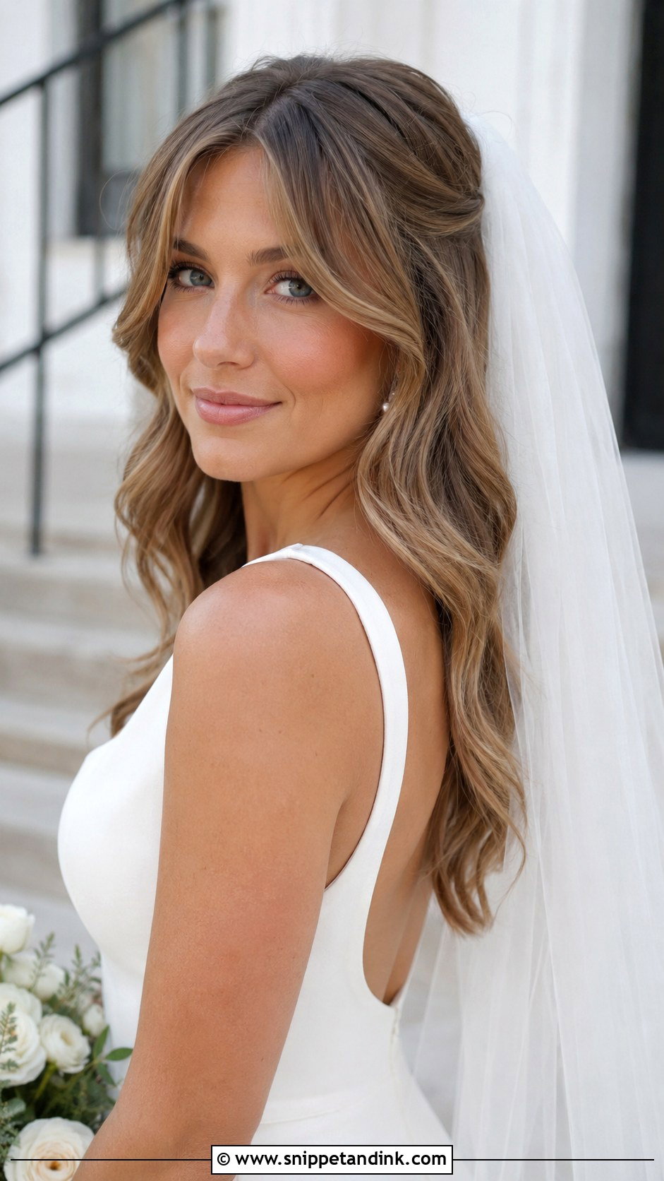 Curtain Bangs With Bridal Waves - Snippet and Ink - 20 Modern Wedding Hair Ideas