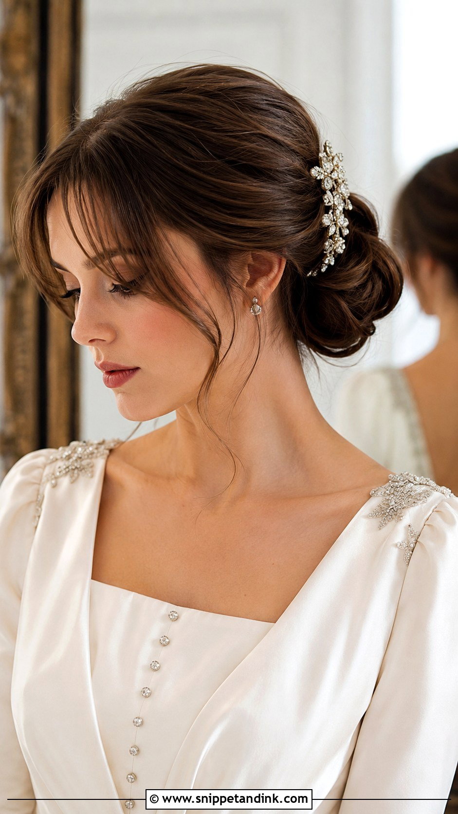 Curtain Bangs With Chignon - Snippet and Ink - 25 Curtain Bangs Wedding Hair Ideas