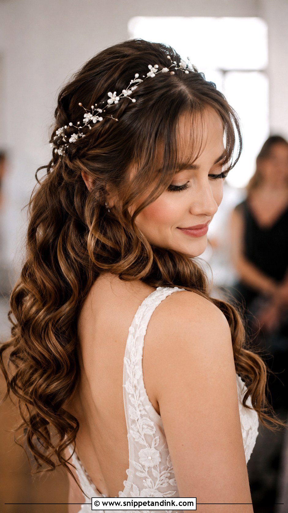 Curtain Bangs With Long Curls - Snippet and Ink - 25 Curtain Bangs Wedding Hair Ideas